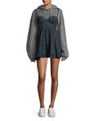Hooded Sweatshirt With Mini Plaid Dress