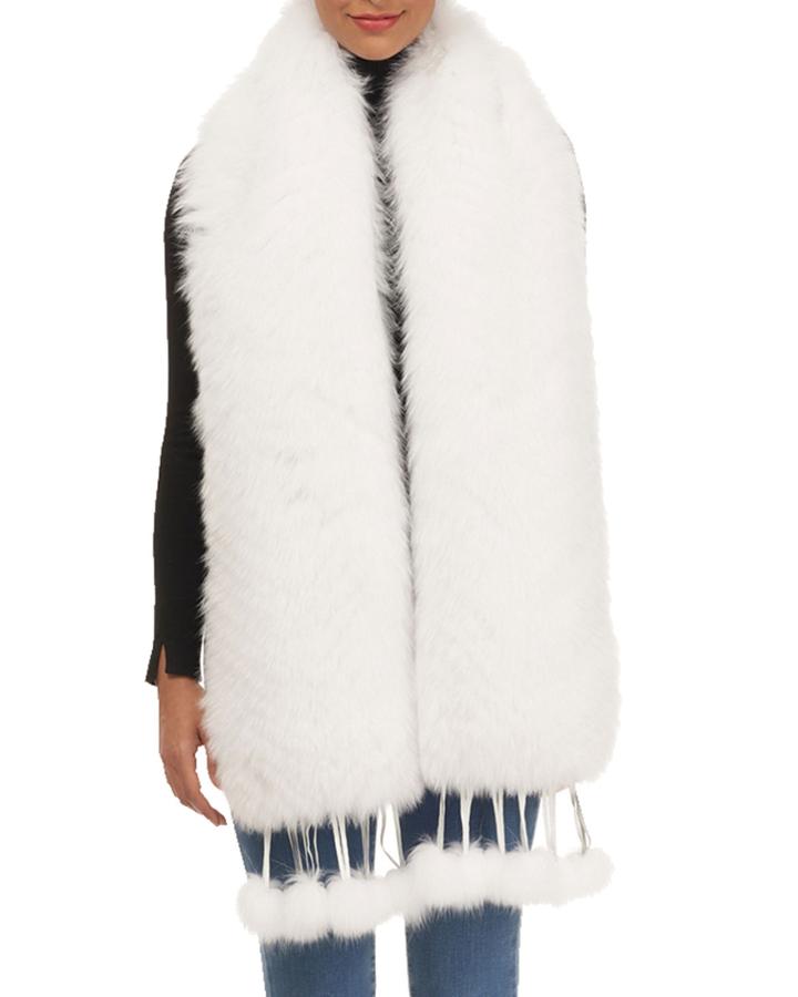 Feathered Shadow Fox Fur Boa Stole W/ Removable