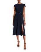 Miciela Cap-sleeve Belted Dress With