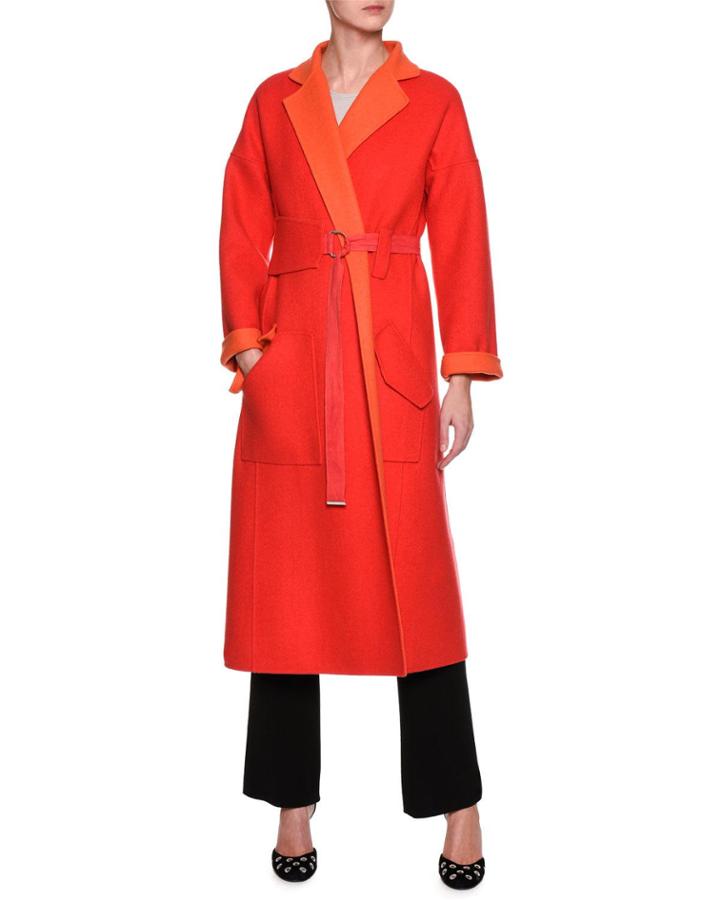 Double Face Two Tone Coat, Red