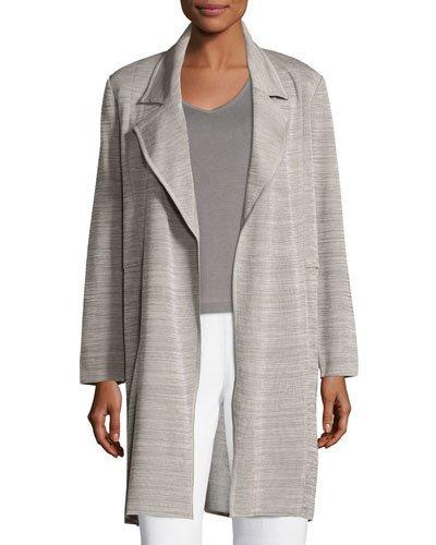 Notch-collar Open-front Jacket, Gray