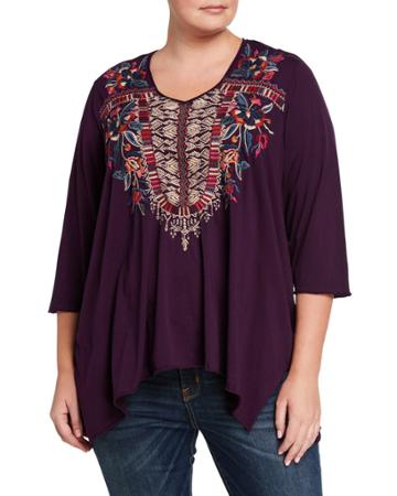 Plus Size Claude 3/4 Knit Drape Top