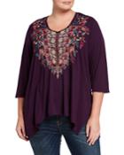 Plus Size Claude 3/4 Knit Drape Top