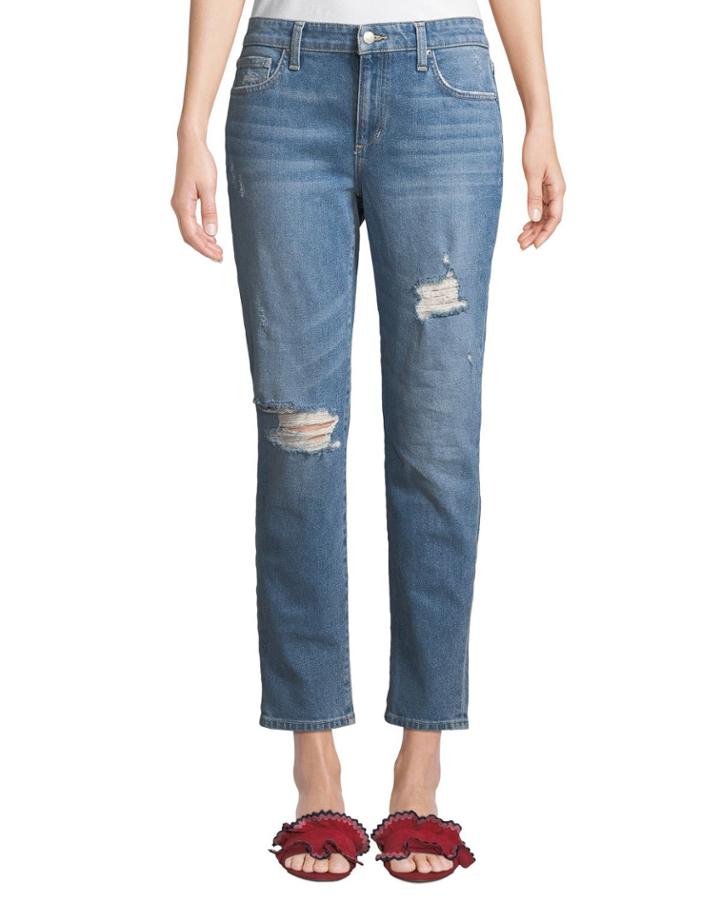 Distressed Cropped Boyfriend Jeans