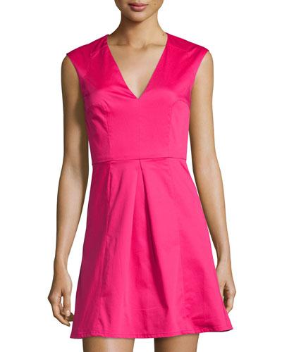 Classic Capri Sleeveless Fit & Flare Dress, Passion Pink