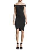 Off-the-shoulder Crossover Crepe Dress