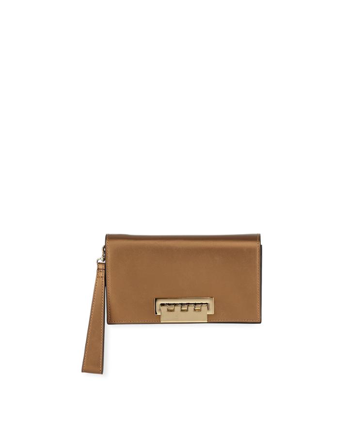 Earthette Metallic Leather Clutch Bag, Rust Copper