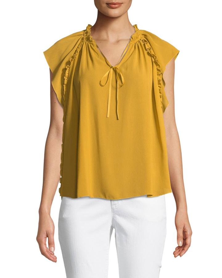 Flutter-sleeves Peasant Blouse