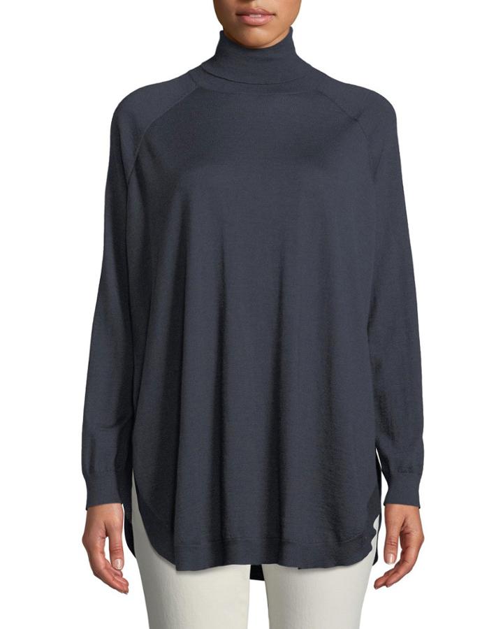 Turtleneck Oversized Poncho Top