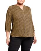 Plus Size 3/4-sleeve Pattern Blouse