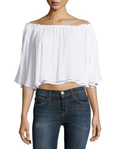 Espana Off-the-shoulder Crop Top, White