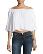 Espana Off-the-shoulder Crop Top, White