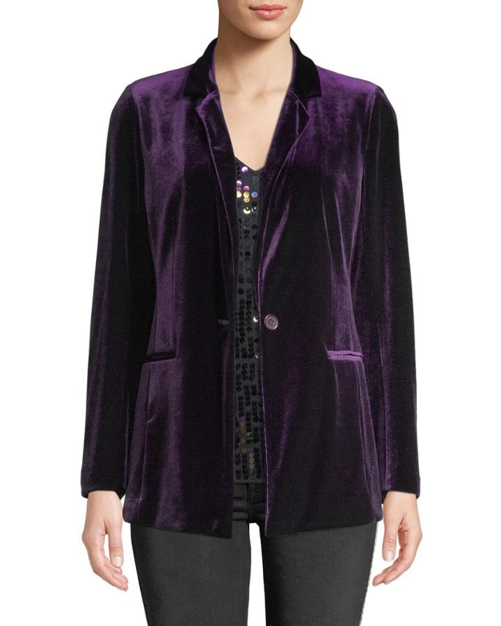 Plus Size One-button Velvet Jacket