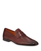 Men's Krista Croc-embossed Leather Penny