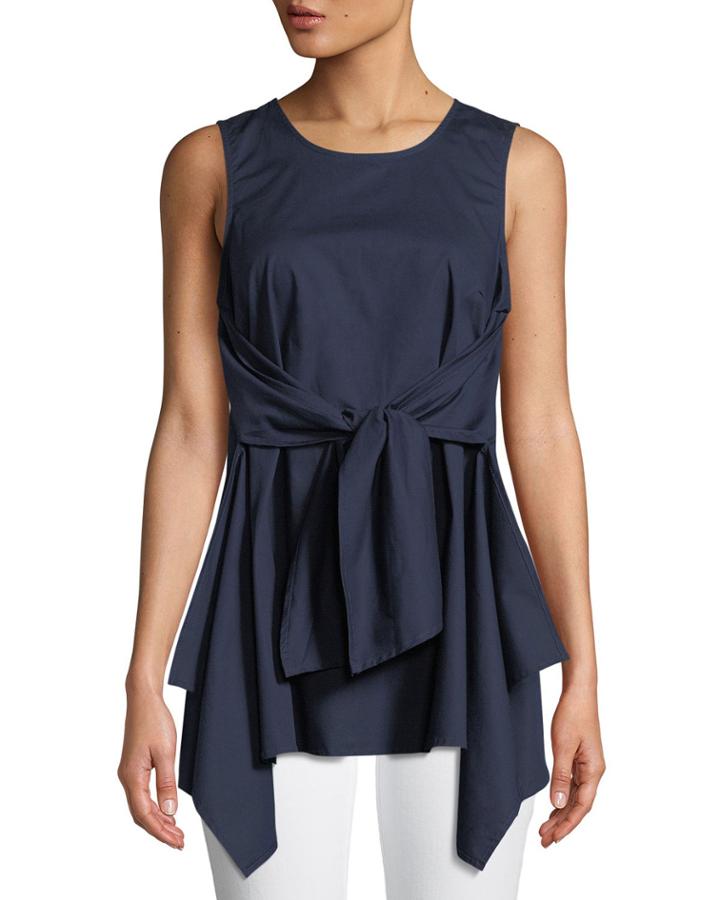 Tie-front Sleeveless Tunic