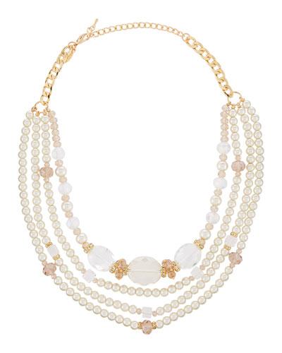Multi-strand Pearl & Crystal Statement Necklace