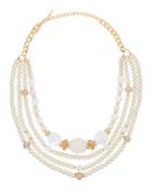 Multi-strand Pearl & Crystal Statement Necklace