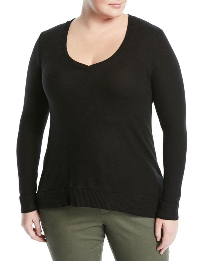 Solid V-neck Sweater,