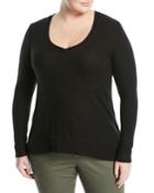 Solid V-neck Sweater,