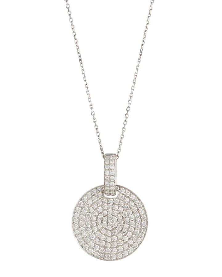 18k Diamond Pav&eacute; Coin Pendant Necklace