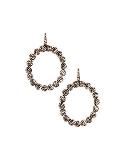Champagne Diamond Pave Circle Drop Earrings