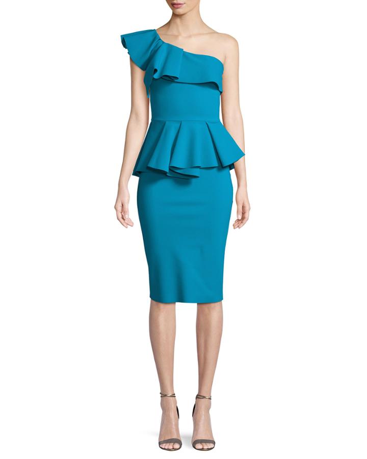 Mika One-shoulder Peplum Cocktail Dress