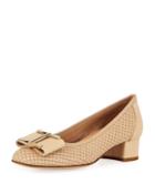 Ramzi Laser-cut Bow Pumps, Ecru
