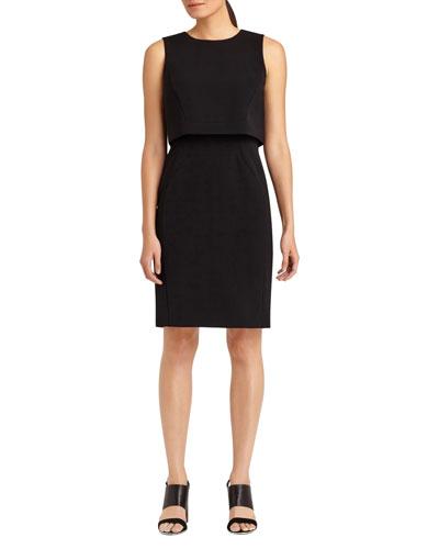 Stefania Popover Sheath Dress, Black