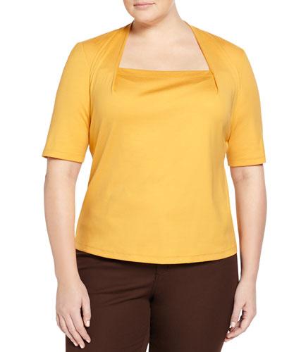 Giada Square-neck Top, Amber,
