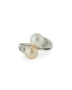 14k 7.5mm Pink & White Akoya Pearl Bypass Ring,