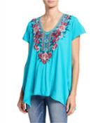 Annaliese Floral Embroidered Drape Top