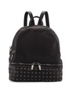 Distressed Grommet-trim Backpack, Black