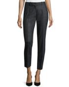 Samantha Slim-leg Cropped Pants, Charcoal