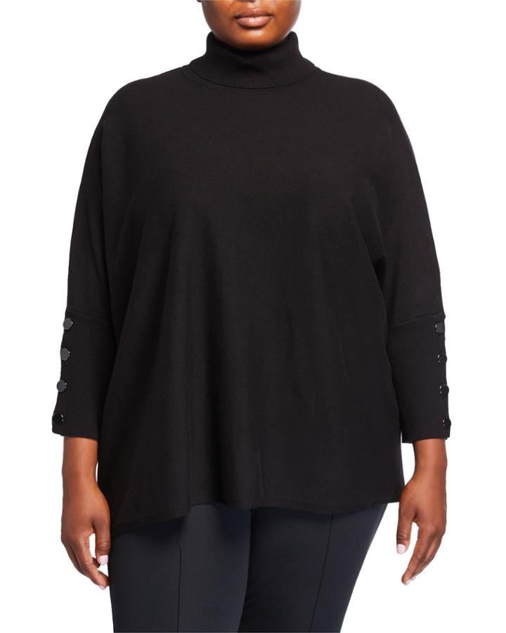 Plus Size Turtleneck Dropped-shoulder