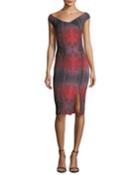 Irene Printed Bateau-neck Cocktail