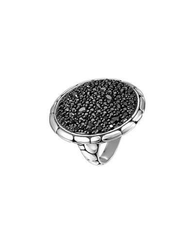 Large Round Black Sapphire Ring,
