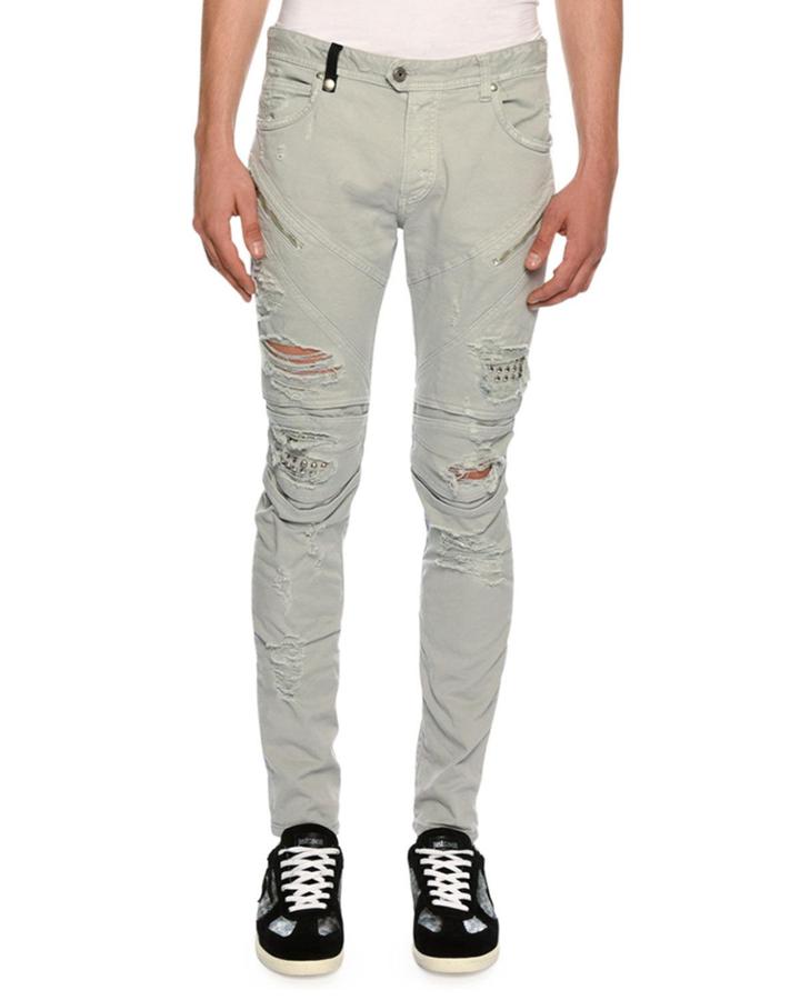 Distressed Motorcycle Jeans