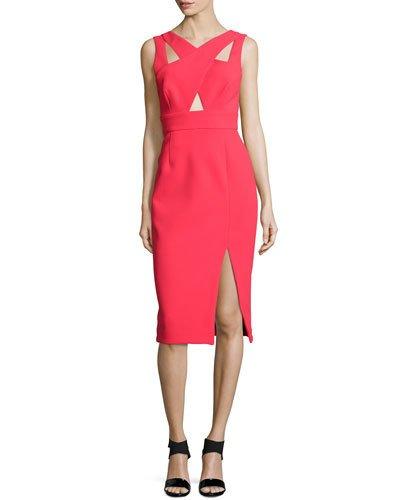 Sleeveless Crisscross Sheath Dress, Poppy