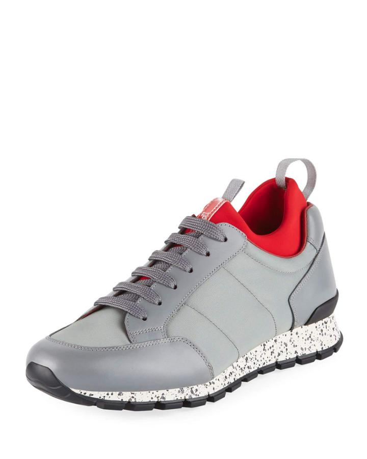 Men's Speckled Nylon & Leather Trainer