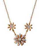 Two-tone 18k Diamond 3-flower Station Necklace