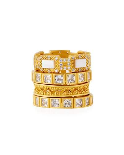 Textured Iridescent Crowned Stacking Rings,