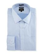 Trim-fit Regular-finish Dobby Dress Shirt, Blue/white