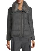 Fox-fur-collar Flannel Down Jacket