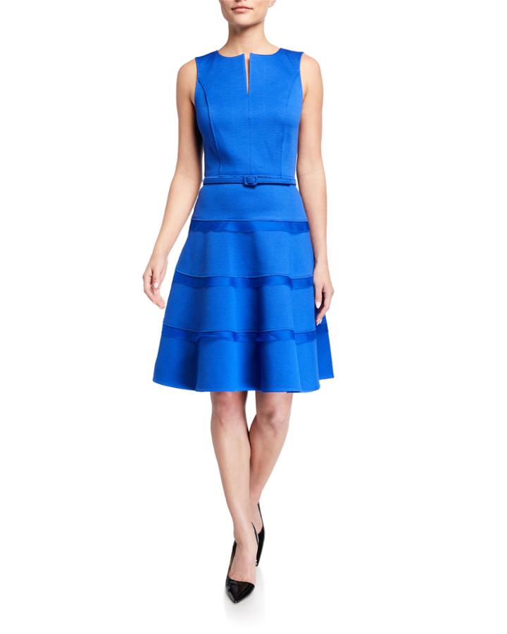Tiered A-line Wool-blend Dress