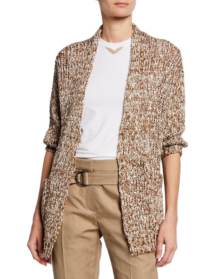 Waxed Linen Tweed Cardigan