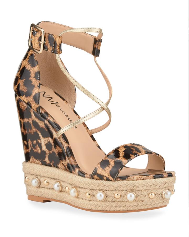 Lea Pearly Studded Platform Espadrilles