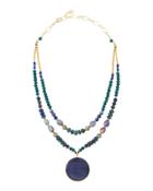 Lapis, Agate & Pearl Beaded Double-strand Necklace