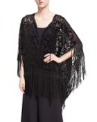 Velvet Devore Fringe Tunic, Black