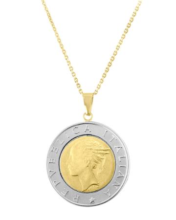 Two-tone 14k Italian Gold Coin Necklace