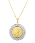 Two-tone 14k Italian Gold Coin Necklace